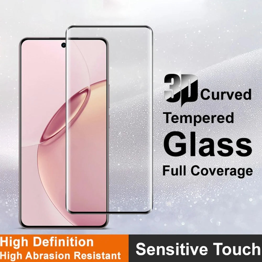 IMAK For Realme 16 Pro+ 5G Full Screen Protector 3D Curved Edge Side Glue Tempered Glass Film (Fingerprint Unlock) - Black - 3