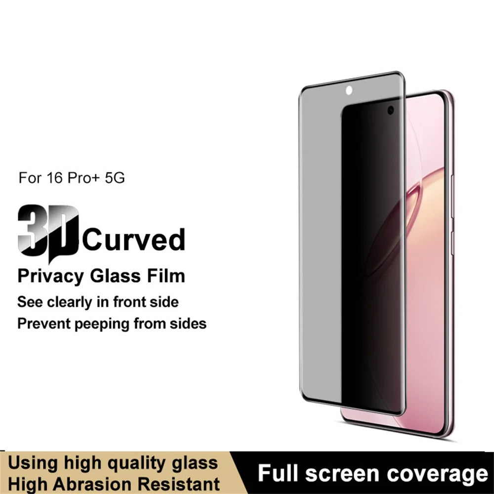 IMAK For Realme 16 Pro+ 5G Anti Spy Screen Protector Full Cover Side Glue Tempered Glass Film - Black - 3