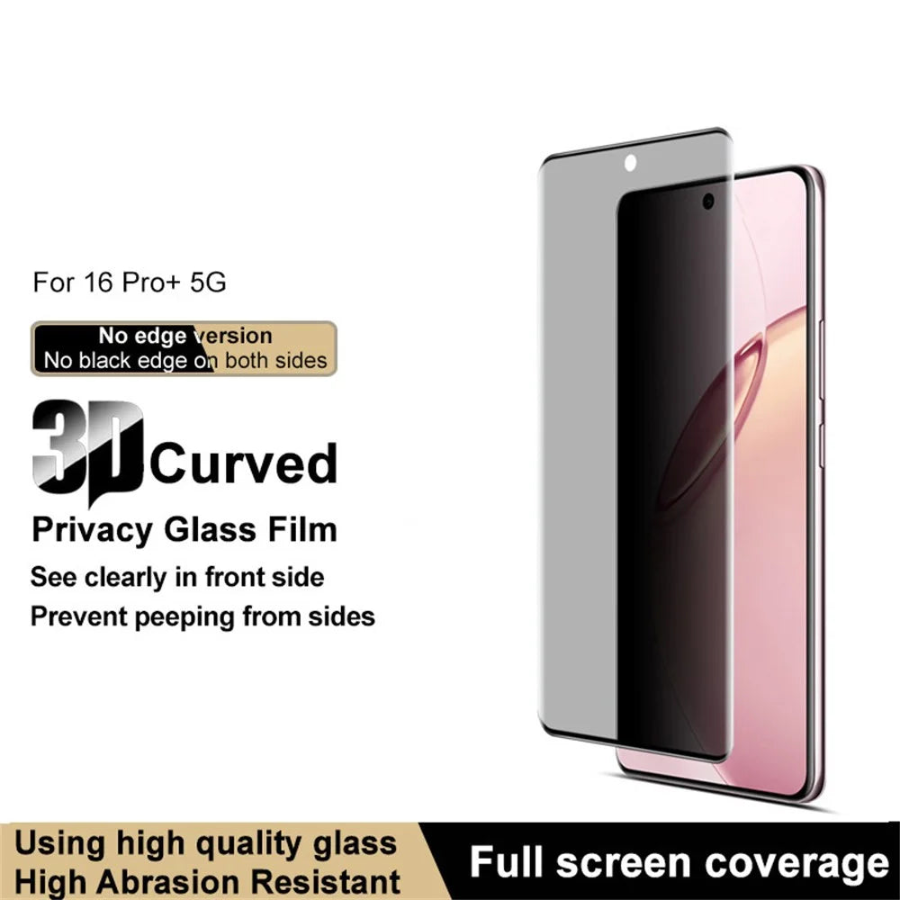 IMAK For Realme 16 Pro+ 5G Anti Spy Tempered Glass Side Glue Full Screen Protector (No Edge Version) - Black - 3