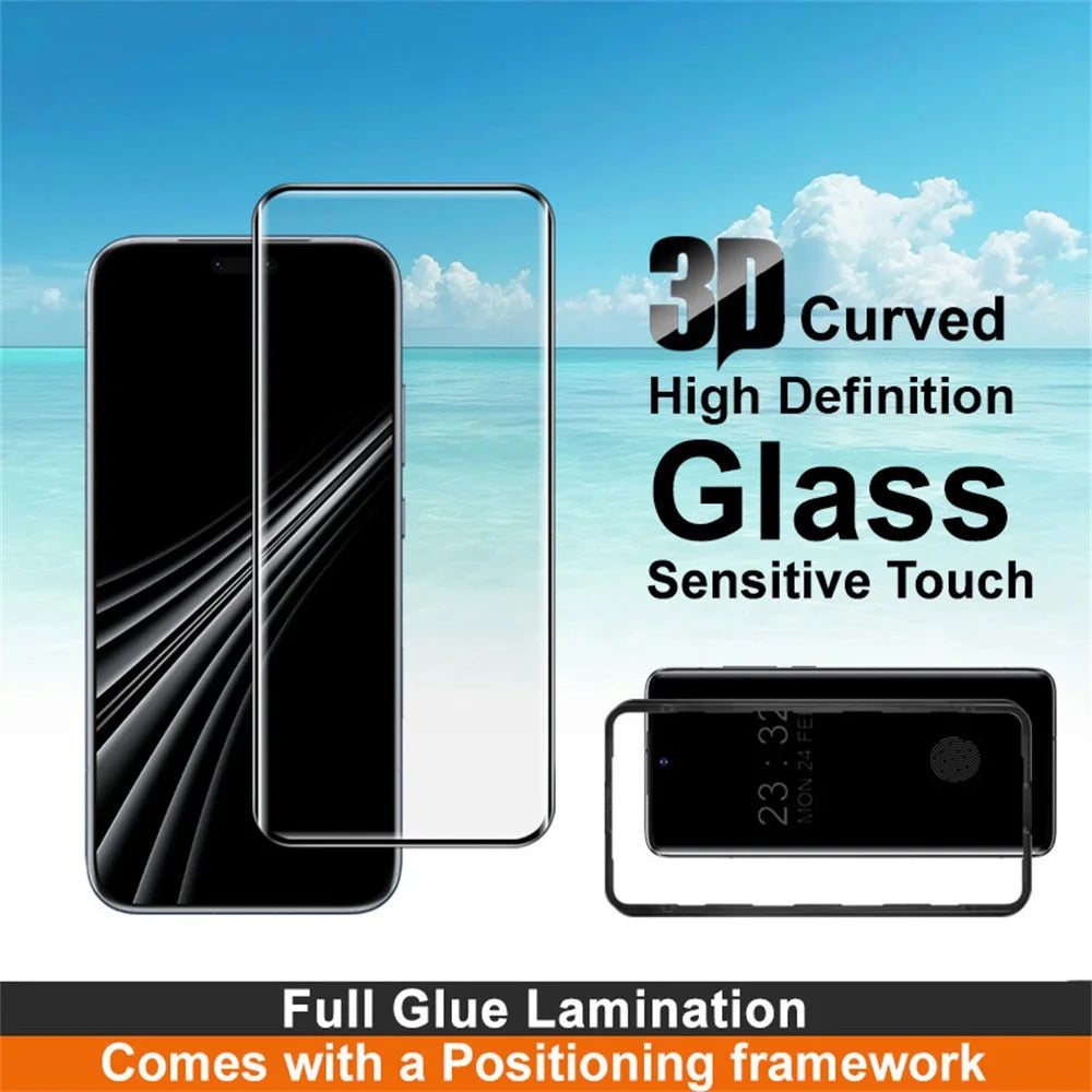 IMAK For Honor Magic8 RSR Porsche Design 5G Full Screen Protector 3D Curved Full Glue Tempered Glass Film with Positioning Frame (Fingerprint Unlock) - Black - 3