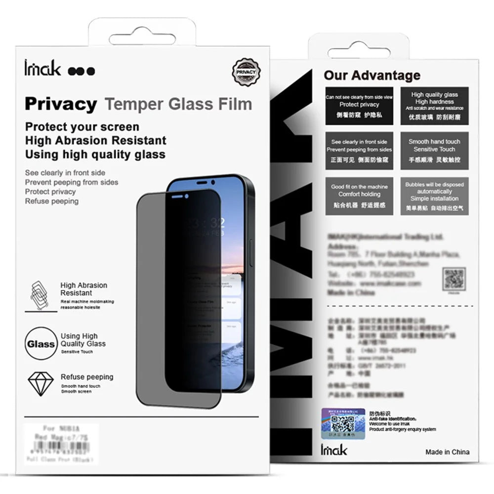 IMAK For Honor Magic8 RSR Porsche Design 5G Anti Spy Tempered Glass Side Glue Full Screen Protector (No Edge Version) - Black - 7