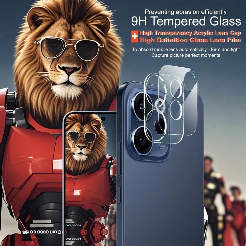 IMAK For Oppo Reno15 F 5G Tempered Glass Full Cover Camera Lens Protector + Acrylic Lens Cap - Transparent - 3