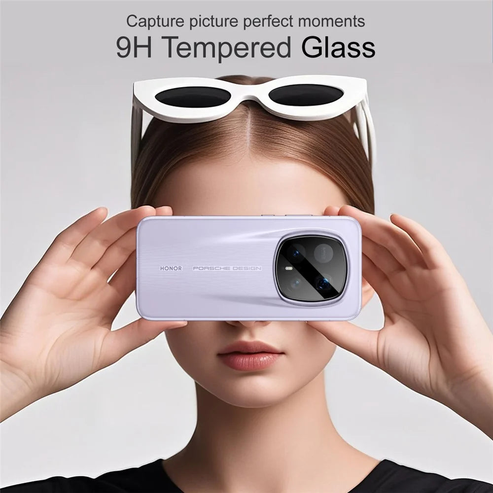 IMAK For Honor Magic8 RSR Porsche Design 5G Camera Lens Protector Tempered Glass HD Clear Full Cover Lens Film - Black - 3