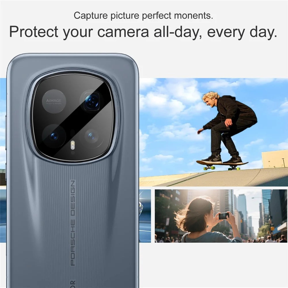 IMAK For Honor Magic8 RSR Porsche Design 5G Camera Lens Protector Tempered Glass HD Clear Full Cover Lens Film - Black - 5