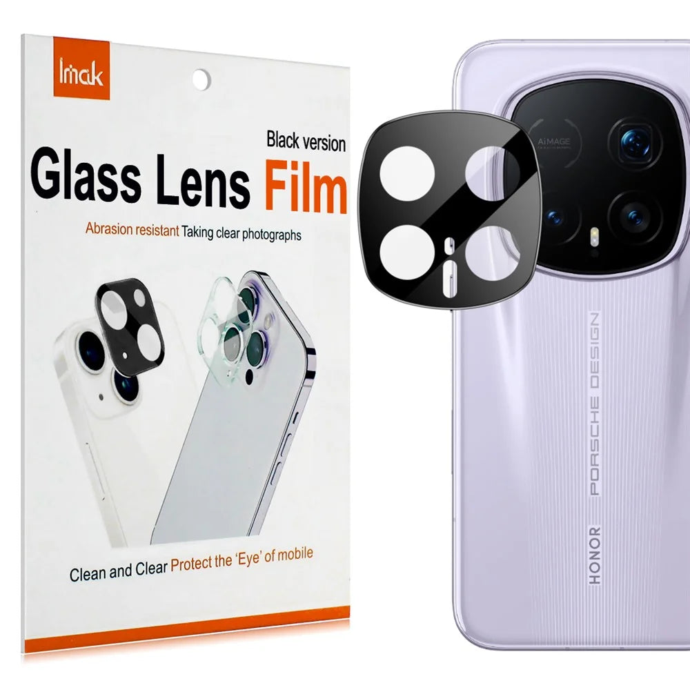 IMAK For Honor Magic8 RSR Porsche Design 5G Camera Lens Protector Tempered Glass HD Clear Full Cover Lens Film - Black - 7