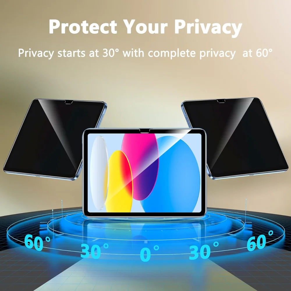 For iPad Pro 11 (2024) / iPad Pro 11 (2025) Anti Spy Privacy Screen Protector Anti Fingerprint Tempered Glass Film (NOT Complete Covering) - Black - 2