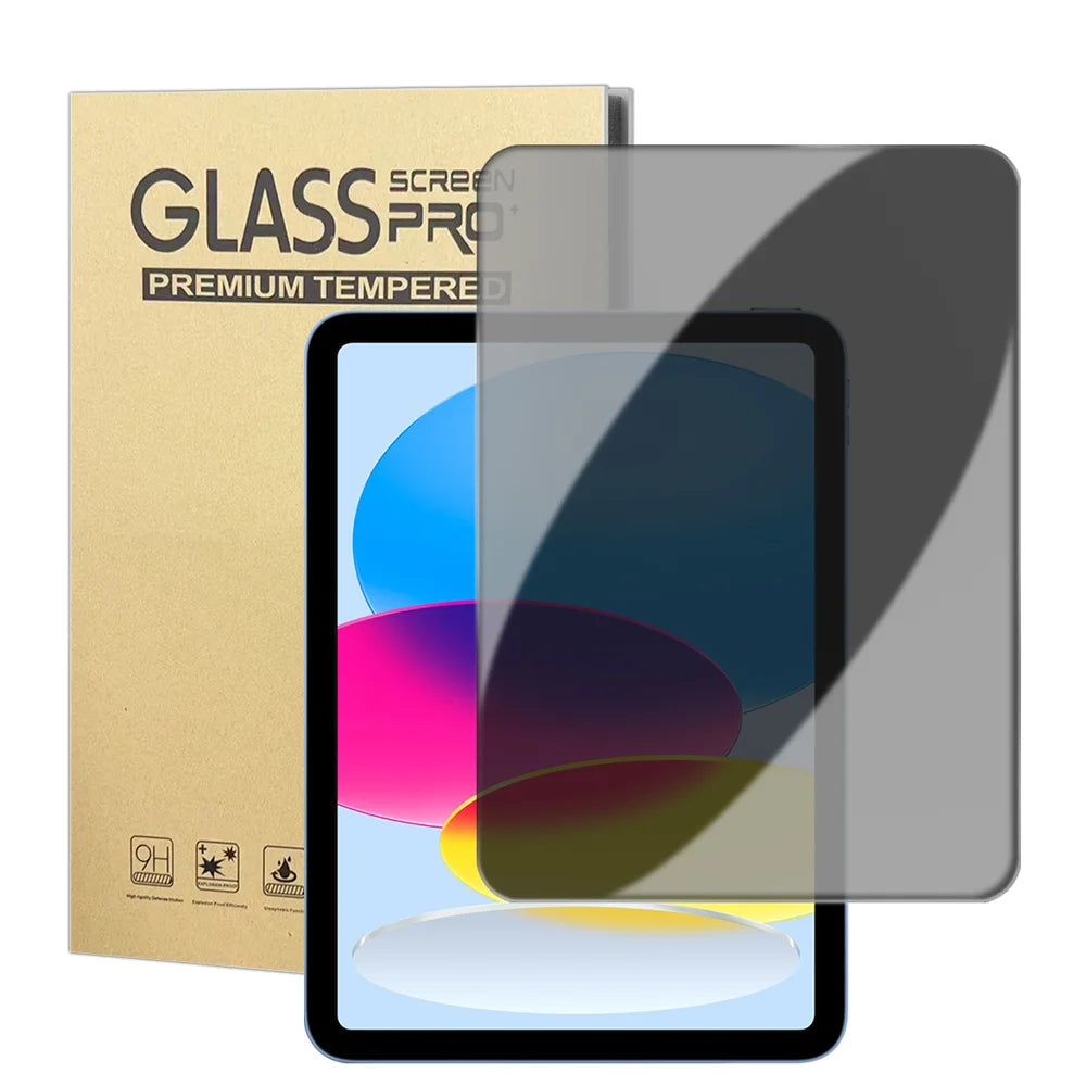 For iPad 10.9 (2022) / iPad (2025) Anti Spy Privacy Screen Protector Anti Fingerprint Tempered Glass Film (NOT Complete Covering) - Black - 1