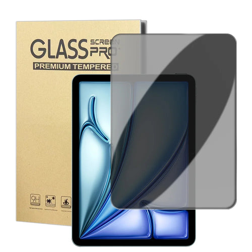 For iPad Air 11 (2026) / (2025) / (2024) Anti Spy Privacy Screen Protector Anti Fingerprint Tempered Glass Film (NOT Complete Covering) - Black - 1