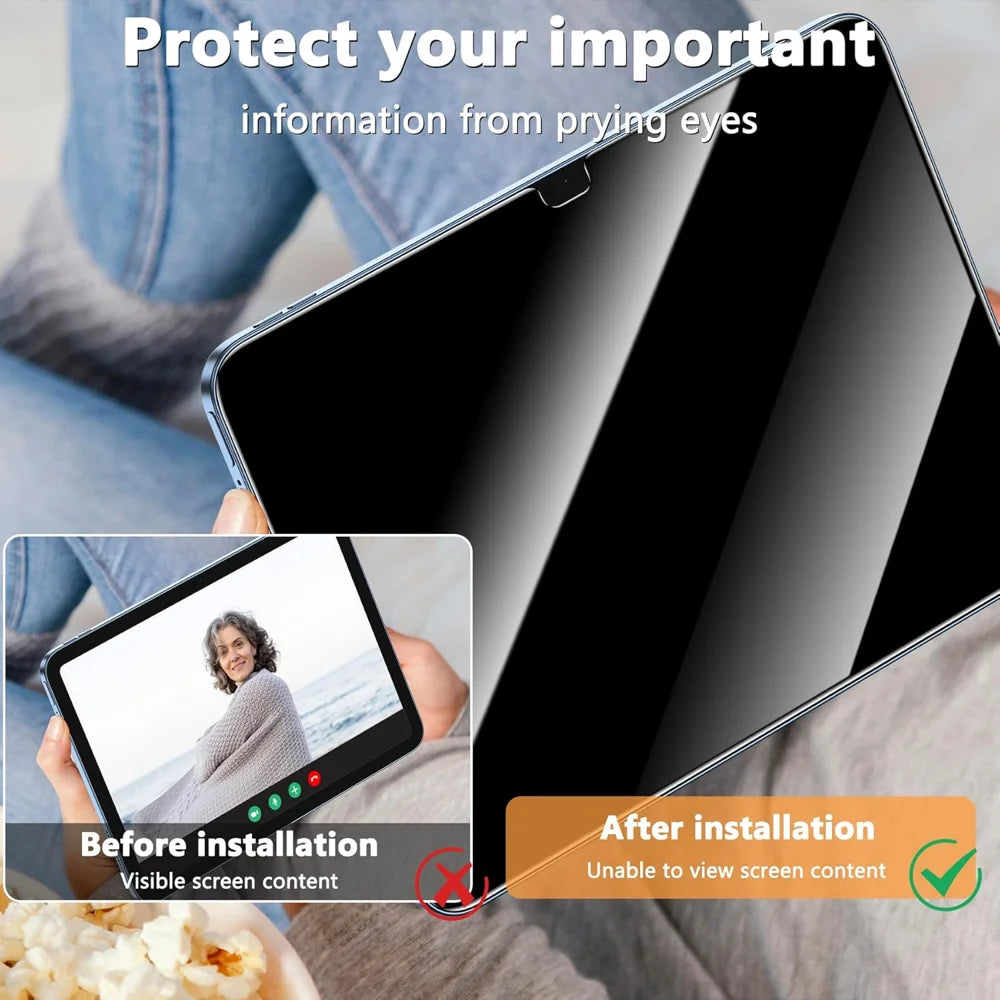 For iPad Air (2020) / iPad Air (2022) Anti Spy Privacy Screen Protector Anti Fingerprint Tempered Glass Film (NOT Complete Covering) - Black - 6