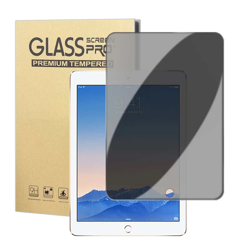 For iPad Air (2013) / iPad Air 2 Anti Spy Privacy Screen Protector Anti Fingerprint Tempered Glass Film (NOT Complete Covering) - Black - 1