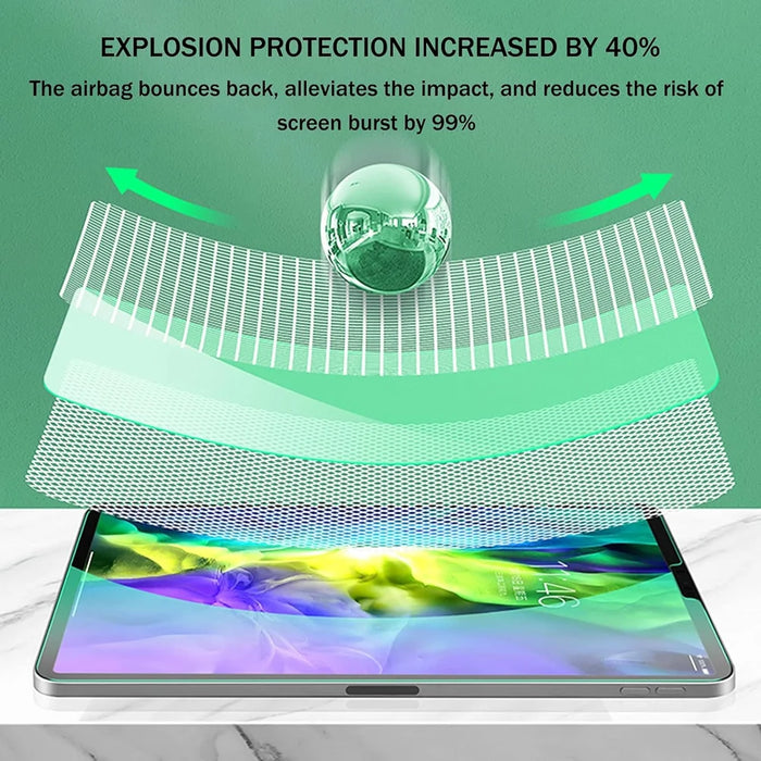 For iPad Air (2013) / iPad Air 2 Screen Protector Green Light Eye Protection Tempered Glass Film (Not Complete Covering) - Transparent - 4