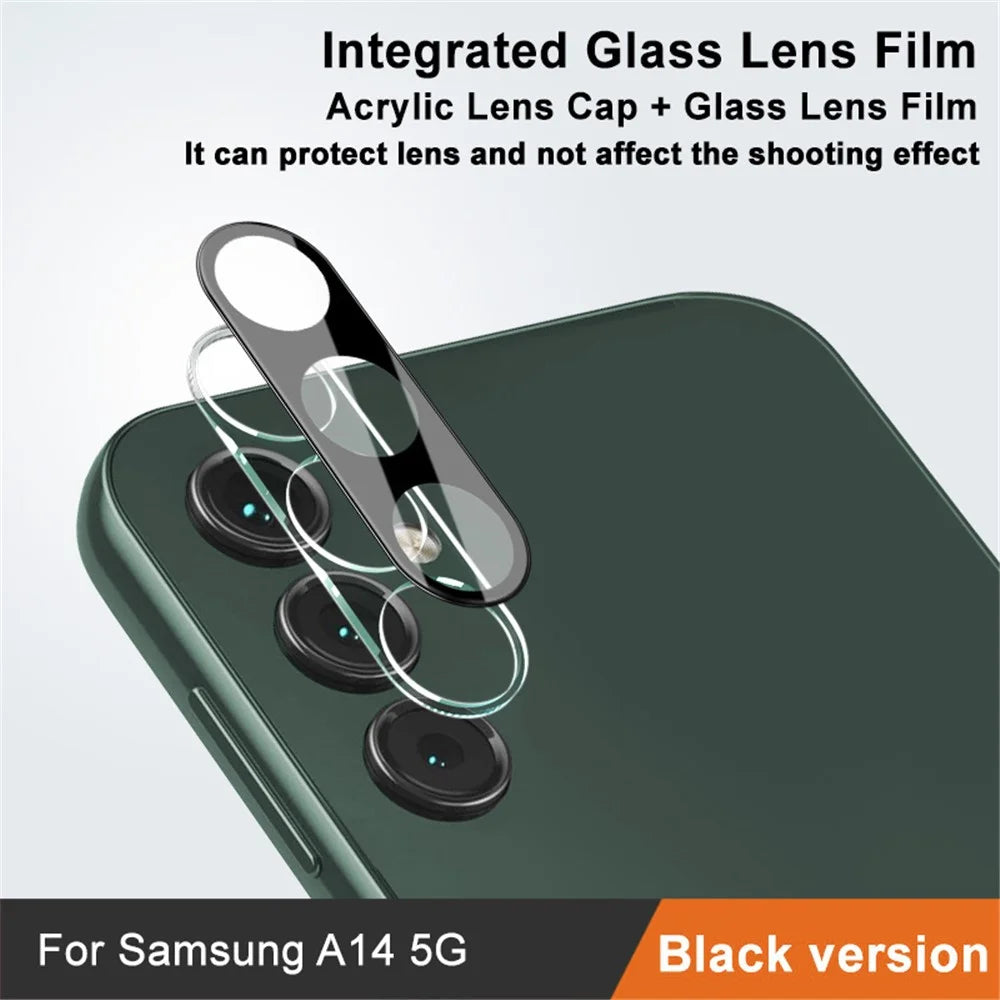 IMAK For Samsung Galaxy A14 5G / A14 4G Clear Tempered Glass Lens Film + Acrylic Lens Cap Anti-explosion Camera Lens Protector (Black Version) - 2