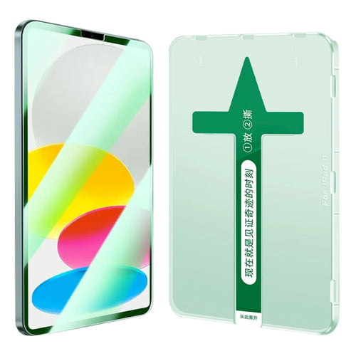 For iPad Pro 12.9 (2022) / (2021) / (2020) Green-ray Filter Eye Protection Tempered Glass Film Anti-explosion Full Screen Protector with Plastic Injection Installation Tool - 1