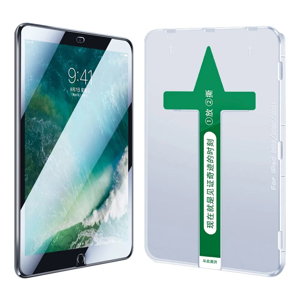 For iPad 10.2 (2021) / (2019) / (2020) Ultra Clear Tempered Glass Anti-scratch Screen Protector with Plastic Injection Installation Tool - 1
