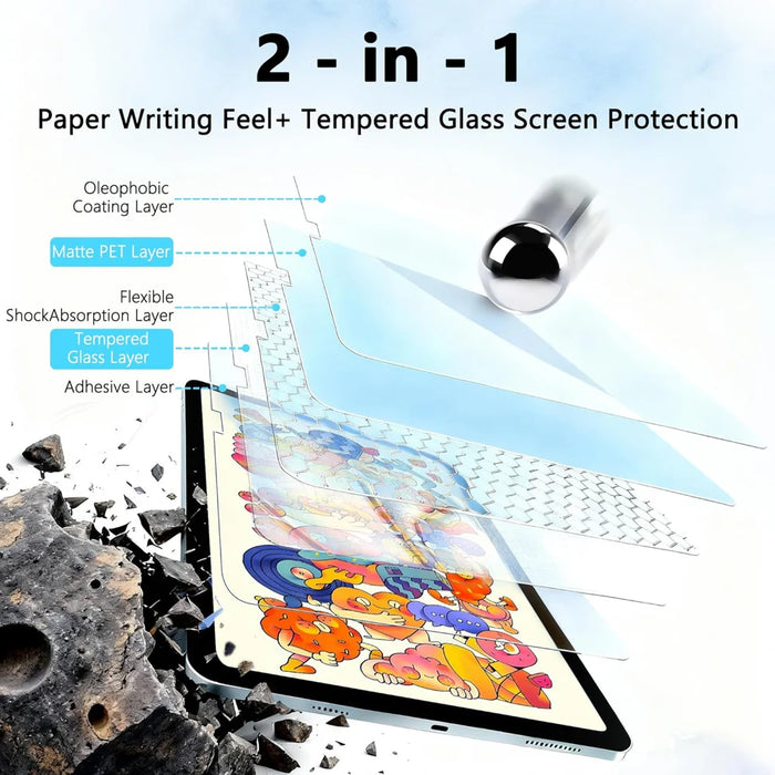 For Oppo Pad Air 2 Paper-Like PET Writing Film Matte Anti Fingerprint Screen Protector (NOT Complete Covering) - Transparent - 5