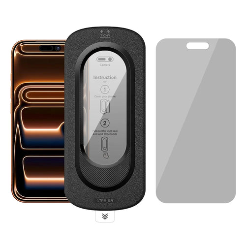 For iPhone 17 Pro Max Anti-Spy Full Screen Protector High Aluminium-silicon Glass Film with Dust Removal Installation Tool - Black - 1