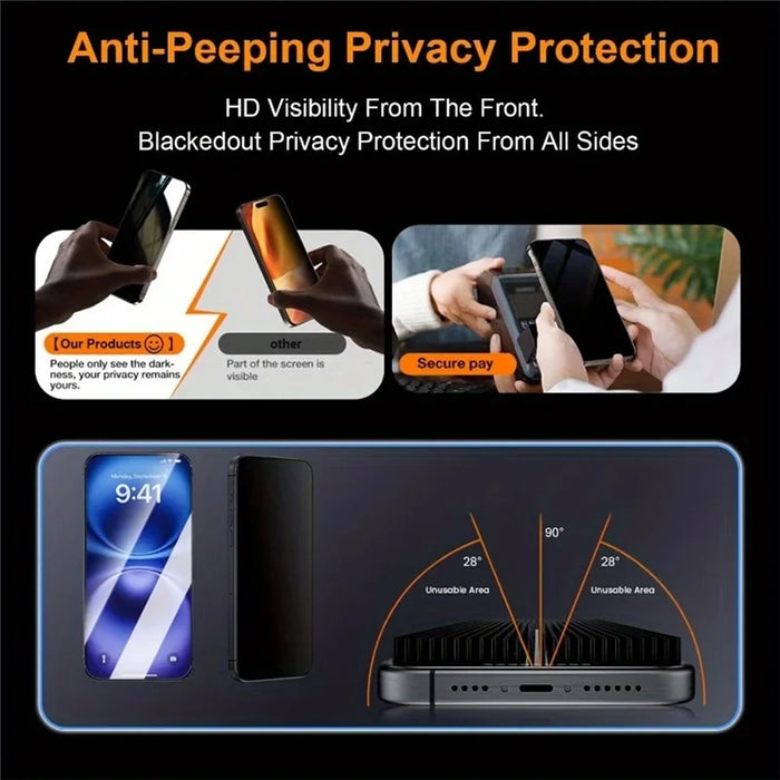 For iPhone 17 Pro Max Anti-Spy Full Screen Protector High Aluminium-silicon Glass Film with Dust Removal Installation Tool - Black - 4