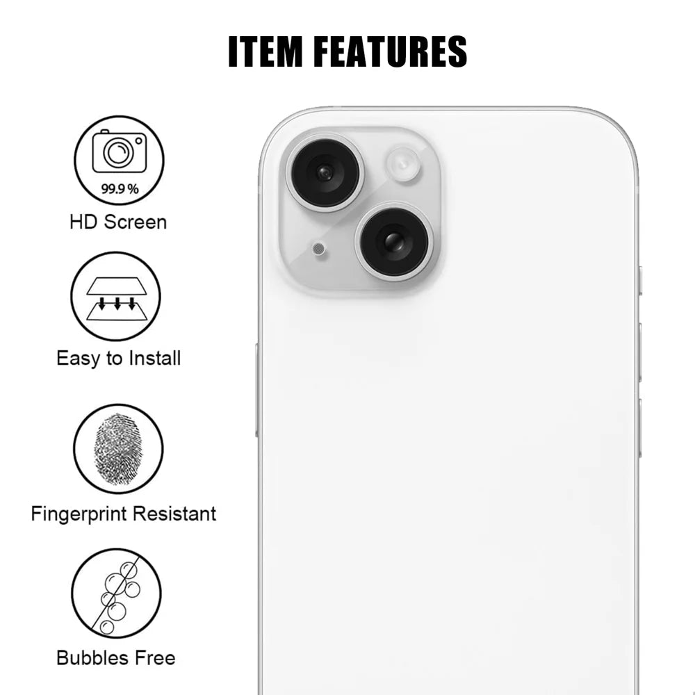 For iPhone 15 Plus / iPhone 15 Full Cover Camera Lens Protector High Definition Anti Fingerprint AR Tempered Glass Lens Film - Transparent - 2