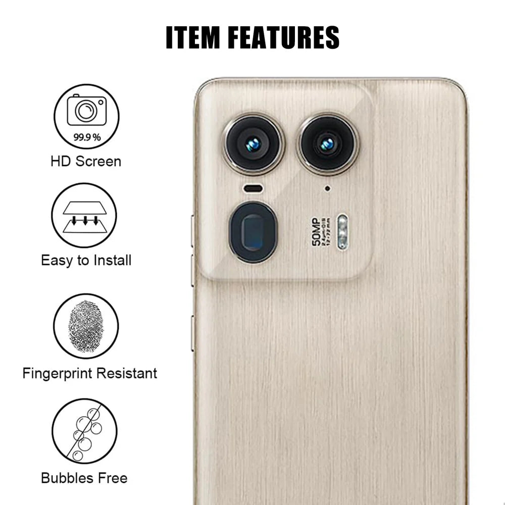 For Motorola Edge 50 Ultra 5G Full Cover Camera Lens Protector High Definition Anti Fingerprint AR Tempered Glass Lens Film - Transparent - 2