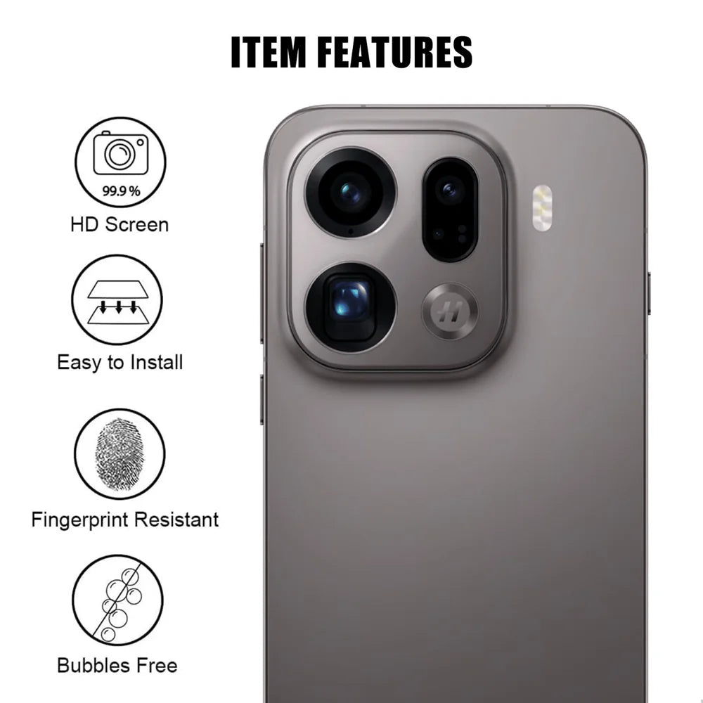 For Oppo Find X9 Pro 5G Full Cover Camera Lens Protector High Definition Anti Fingerprint AR Tempered Glass Lens Film - Transparent - 2