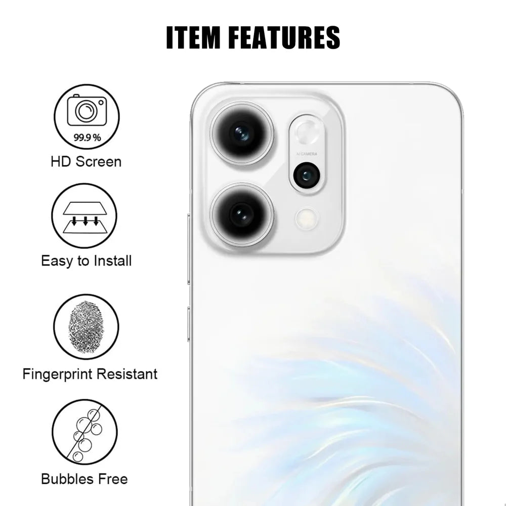 For Oppo Reno14 5G (Global) Full Cover Camera Lens Protector High Definition Anti Fingerprint AR Tempered Glass Lens Film - Transparent - 2