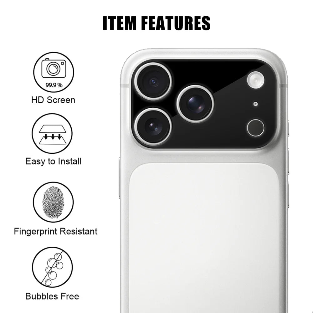 For iPhone 17 Pro Full Cover Camera Lens Protector Silk Print HD Anti Fingerprint AR Tempered Glass Lens Film - Black - 2
