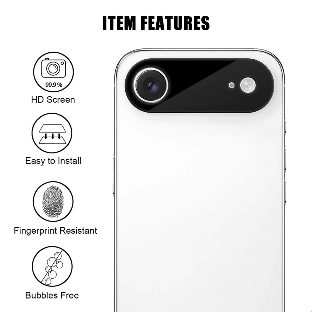 For iPhone Air Full Cover Camera Lens Protector Silk Print HD Anti Fingerprint AR Tempered Glass Lens Film - Black - 2