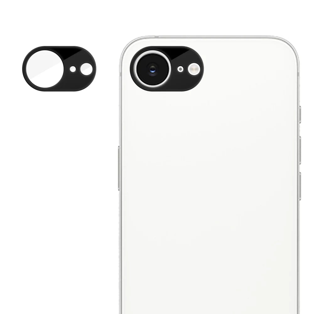 For iPhone 17e / 16e Full Cover Camera Lens Protector Silk Print HD Anti Fingerprint AR Tempered Glass Lens Film - Black - 1