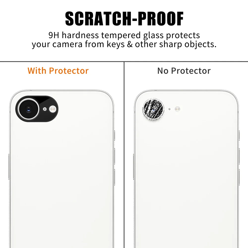 For iPhone 17e / 16e Full Cover Camera Lens Protector Silk Print HD Anti Fingerprint AR Tempered Glass Lens Film - Black - 4