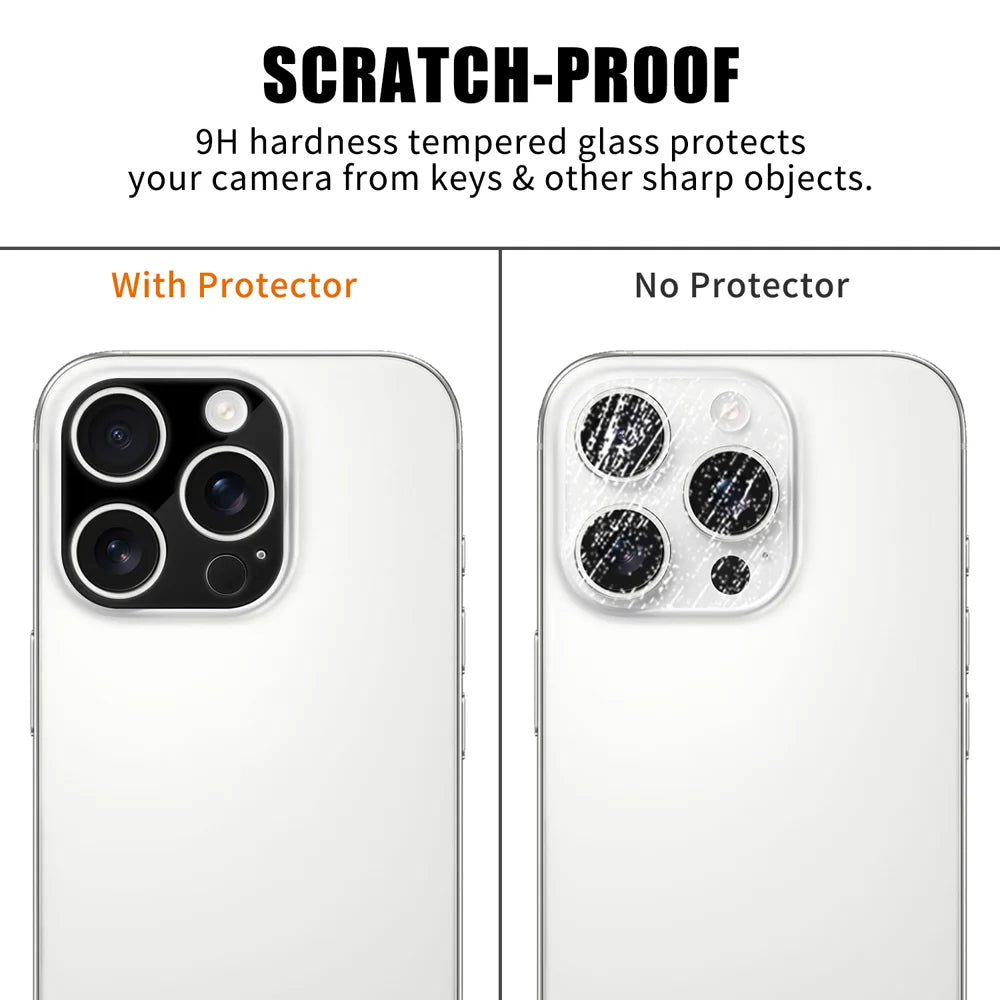 For iPhone 16 Pro Max / iPhone 16 Pro Full Cover Camera Lens Protector Silk Print HD Anti Fingerprint AR Tempered Glass Lens Film - Black - 4