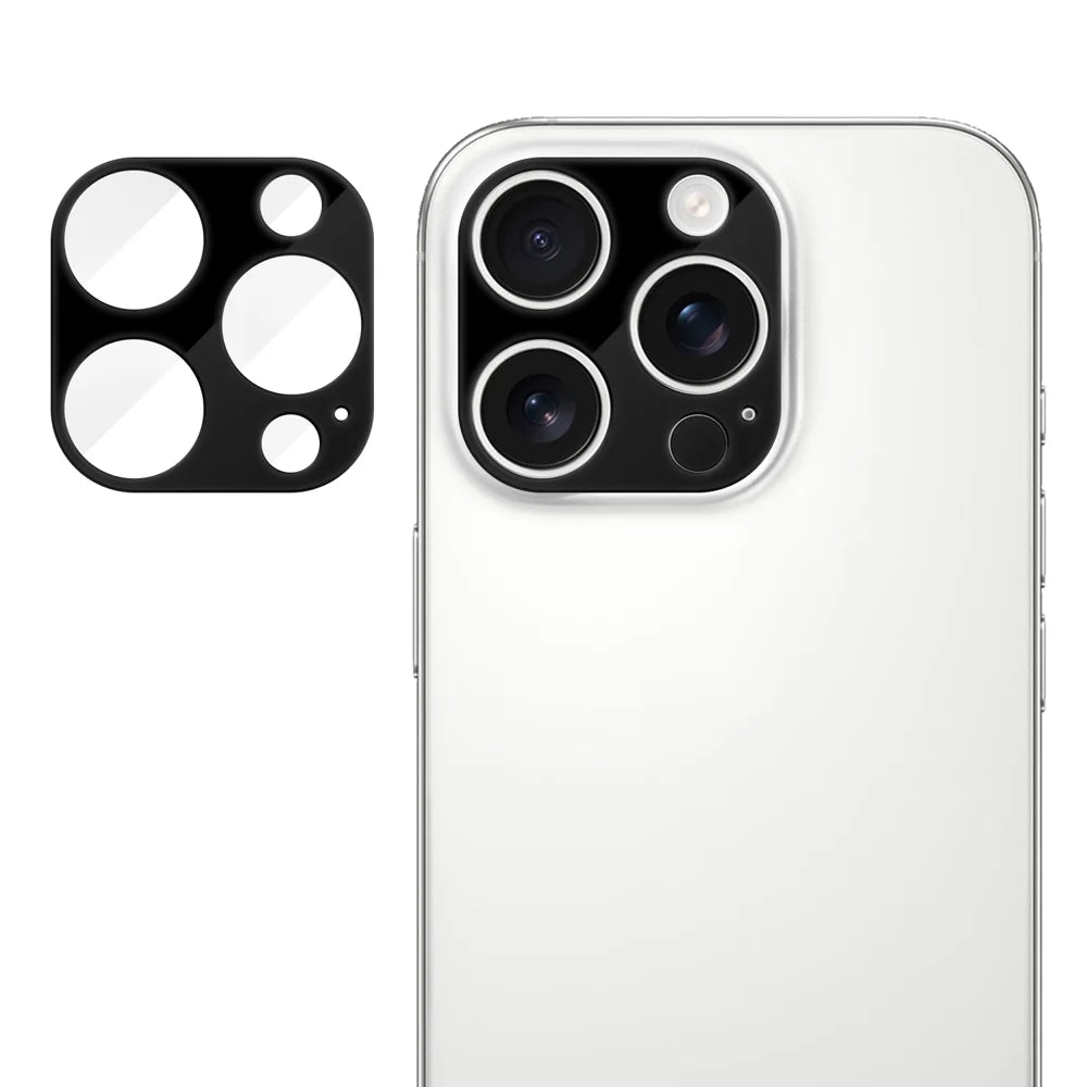 For iPhone 14 Pro Max / iPhone 14 Pro Full Cover Camera Lens Protector Silk Print HD Anti Fingerprint AR Tempered Glass Lens Film - Black - 1