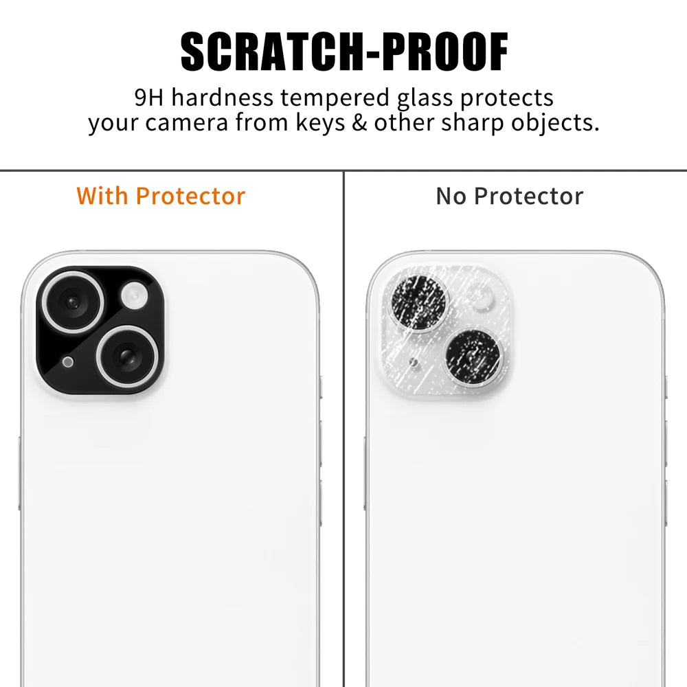 For iPhone 14 Plus / iPhone 14 Full Cover Camera Lens Protector Silk Print HD Anti Fingerprint AR Tempered Glass Lens Film - Black - 4