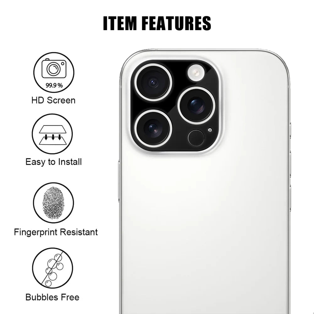 For iPhone 13 Pro Max / iPhone 13 Pro Full Cover Camera Lens Protector Silk Print HD Anti Fingerprint AR Tempered Glass Lens Film - Black - 2