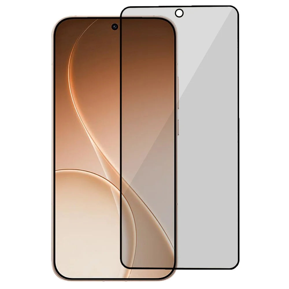 For Oppo Reno15 Pro 5G (Global) / Reno15 5G (China) 180 Degree Anti-Peep Tempered Glass Black Edge Privacy Protection Full Screen Protector, Full Glue - Black - 1