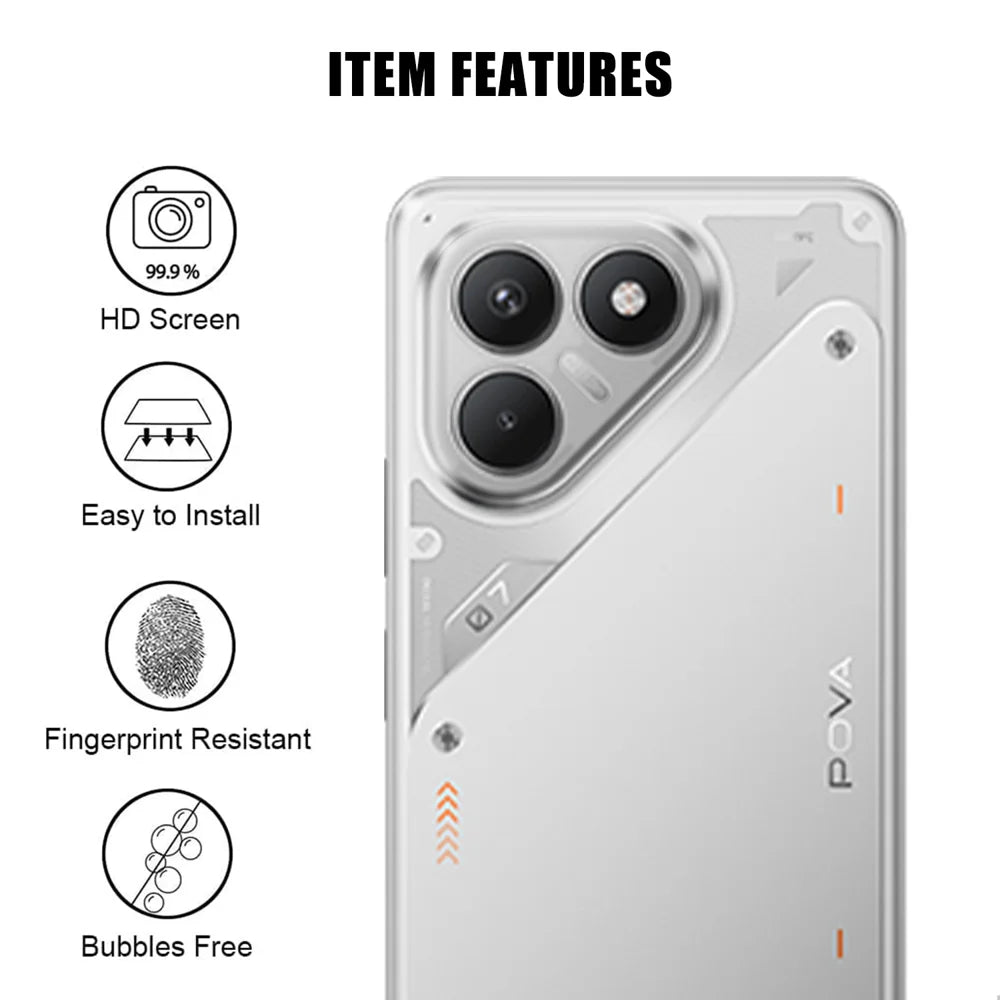 For TECNO Pova 7 4G Full Cover Camera Lens Protector High Definition Anti Fingerprint AR Tempered Glass Lens Film - Transparent - 2