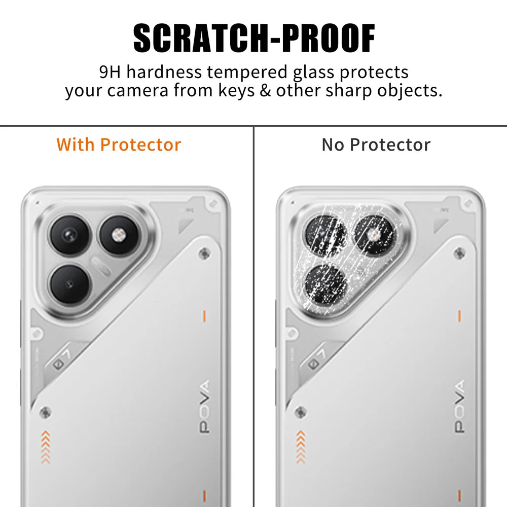 For TECNO Pova 7 4G Full Cover Camera Lens Protector High Definition Anti Fingerprint AR Tempered Glass Lens Film - Transparent - 4