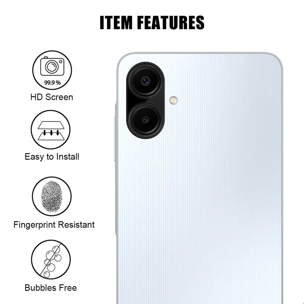 For Samsung Galaxy A06 5G / Galaxy A06 4G Full Cover Camera Lens Protector Silk Print HD Anti Fingerprint AR Tempered Glass Lens Film - Black - 2