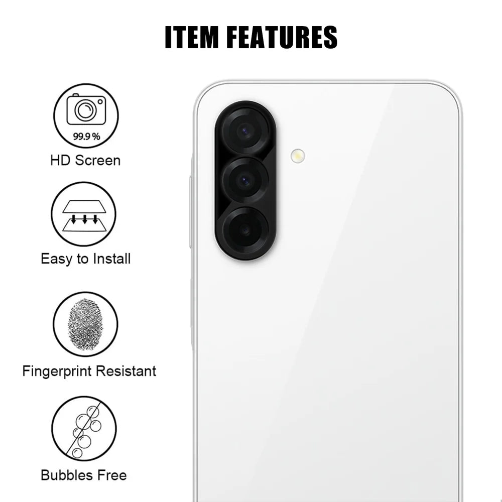 For Samsung Galaxy A26 5G Full Cover Camera Lens Protector Silk Print HD Anti Fingerprint AR Tempered Glass Lens Film - Black - 2