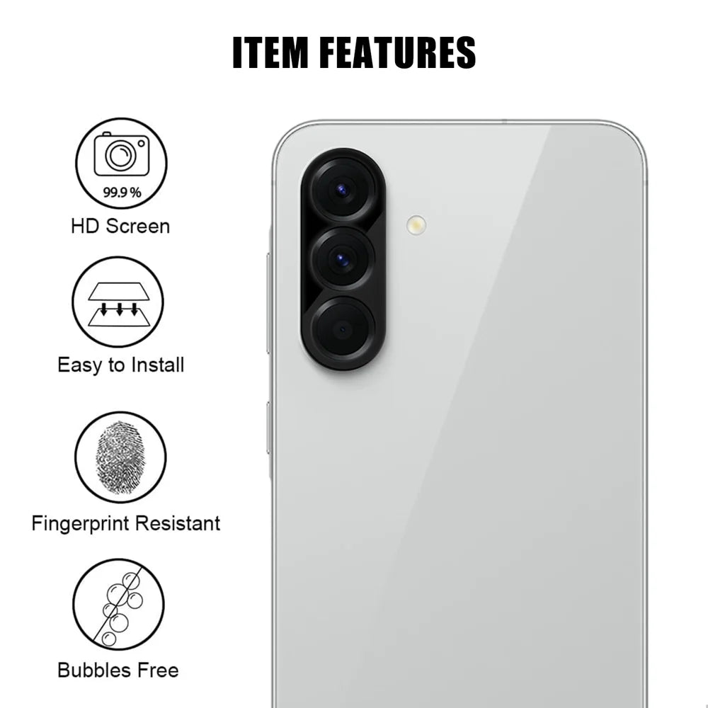 For Samsung Galaxy A56 5G Full Cover Camera Lens Protector Silk Print HD Anti Fingerprint AR Tempered Glass Lens Film - Black - 2