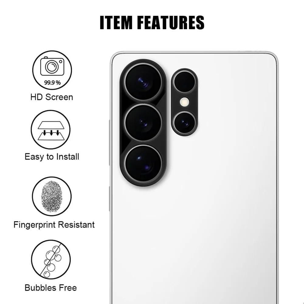 For Samsung Galaxy S26 Ultra Full Cover Camera Lens Protector Silk Print HD Anti Fingerprint AR Tempered Glass Lens Film - Black - 2