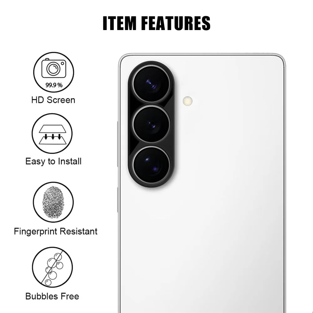 For Samsung Galaxy S26+ / Galaxy S26 Full Cover Camera Lens Protector Silk Print HD Anti Fingerprint AR Tempered Glass Lens Film - Black - 2