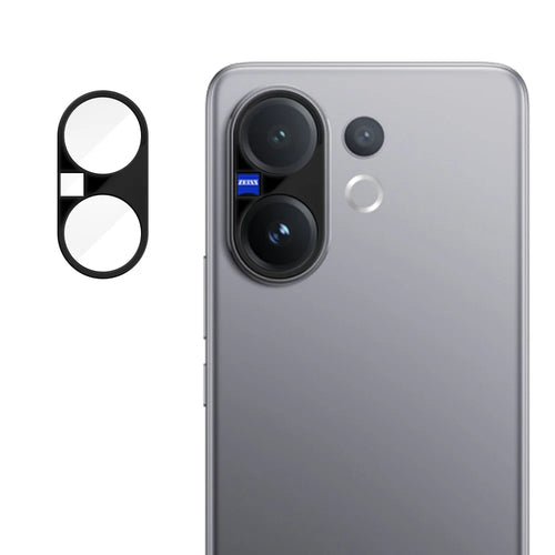 For vivo V60 5G Full Cover Camera Lens Protector Silk Print HD Anti Fingerprint AR Tempered Glass Lens Film - Black - 1