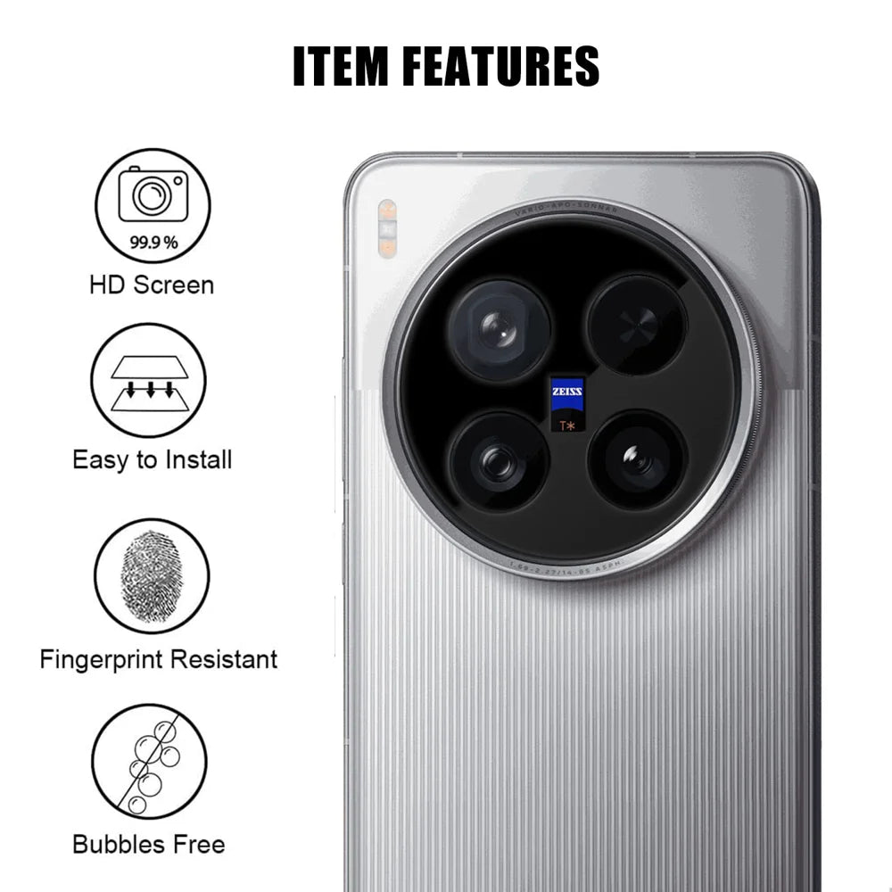 For vivo X200 Ultra 5G Full Cover Camera Lens Protector Silk Print HD Anti Fingerprint AR Tempered Glass Lens Film - Black - 2