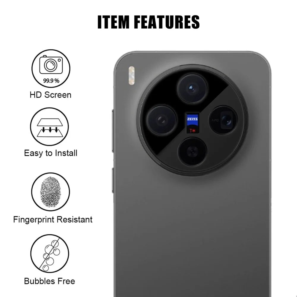 For vivo X300 5G Full Cover Camera Lens Protector Silk Print HD Anti Fingerprint AR Tempered Glass Lens Film - Black - 2