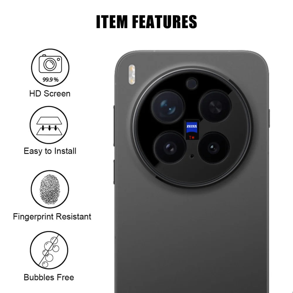 For vivo X300 Pro 5G Full Cover Camera Lens Protector Silk Print HD Anti Fingerprint AR Tempered Glass Lens Film - Black - 2