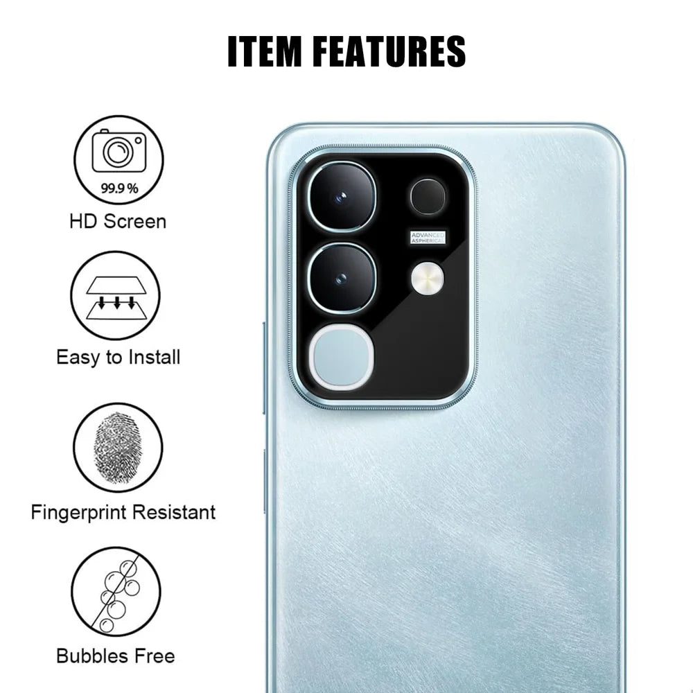 For vivo T4x 5G / vivo Y29 4G Full Cover Camera Lens Protector Silk Print HD Anti Fingerprint AR Tempered Glass Lens Film - Black - 2