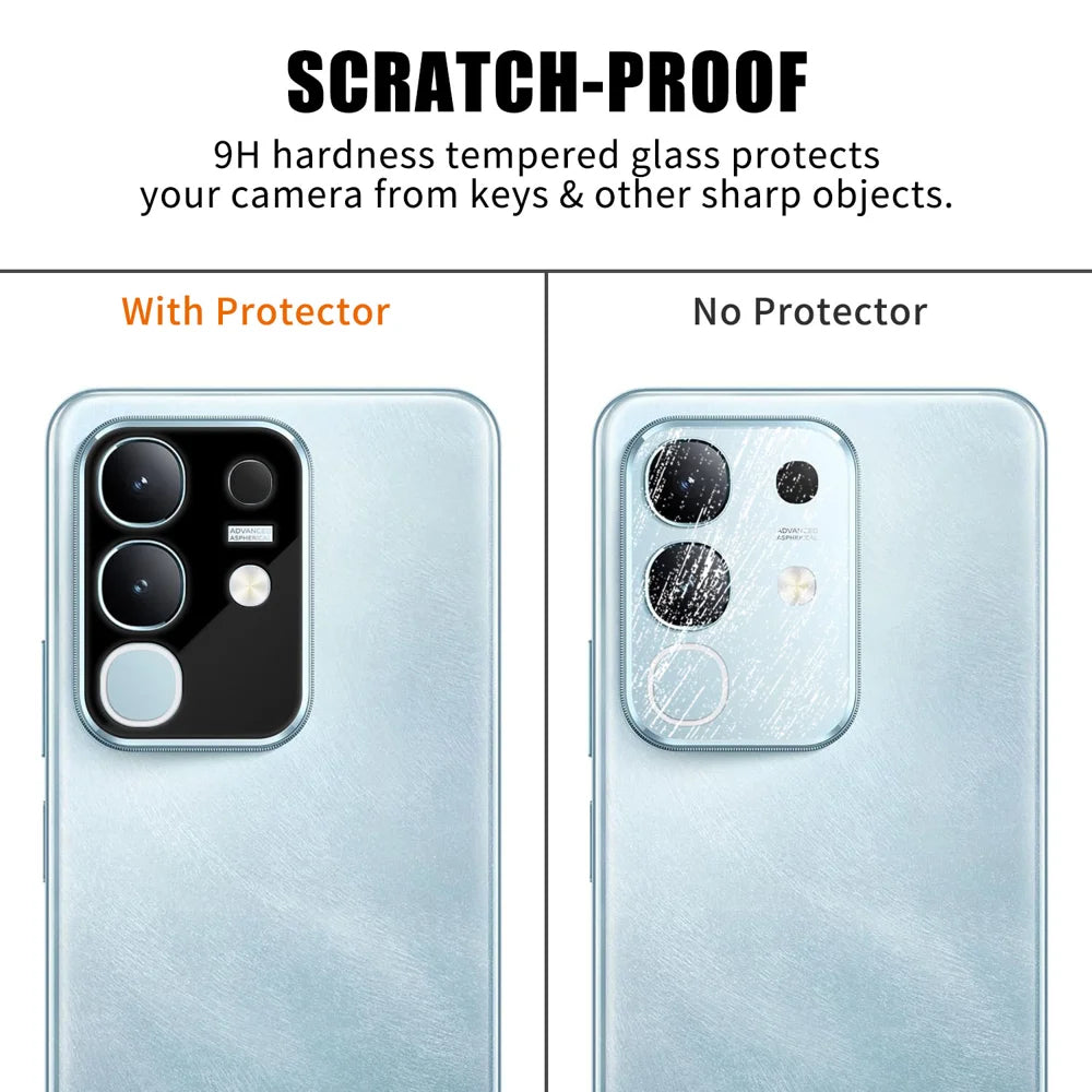 For vivo T4x 5G / vivo Y29 4G Full Cover Camera Lens Protector Silk Print HD Anti Fingerprint AR Tempered Glass Lens Film - Black - 4