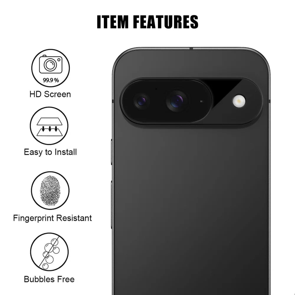 For Google Pixel 9 Full Cover Camera Lens Protector Silk Print HD Anti Fingerprint AR Tempered Glass Lens Film - Black - 2