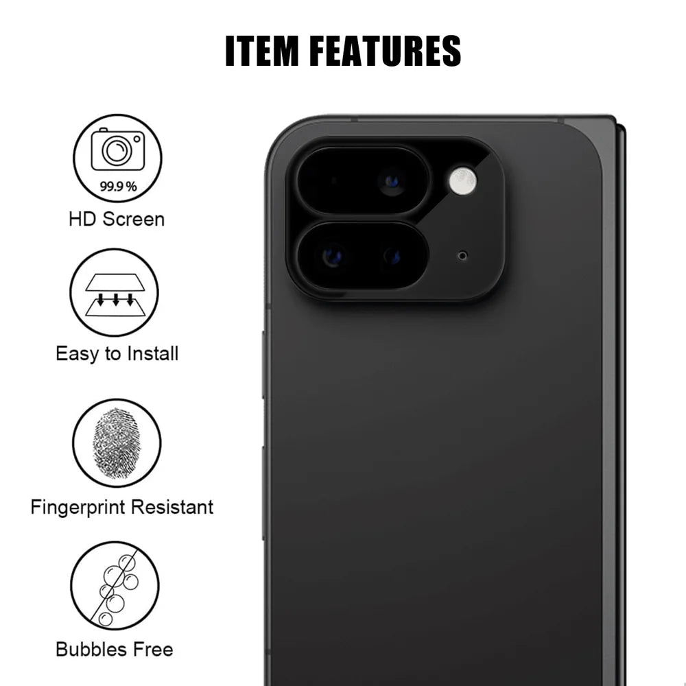 For Google Pixel 9 Pro Fold 5G Full Cover Camera Lens Protector Silk Print HD Anti Fingerprint AR Tempered Glass Lens Film - Black - 2
