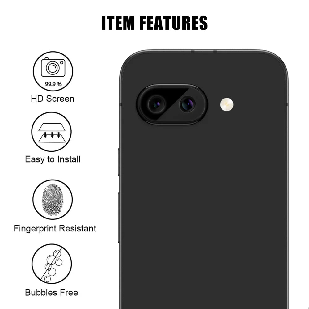 For Google Pixel 9a Full Cover Camera Lens Protector Silk Print HD Anti Fingerprint AR Tempered Glass Lens Film - Black - 2